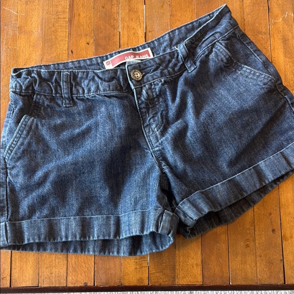 Gap Factory Dark Wash Cuffed Denim Jean Shorts 4" Inseam Size 10